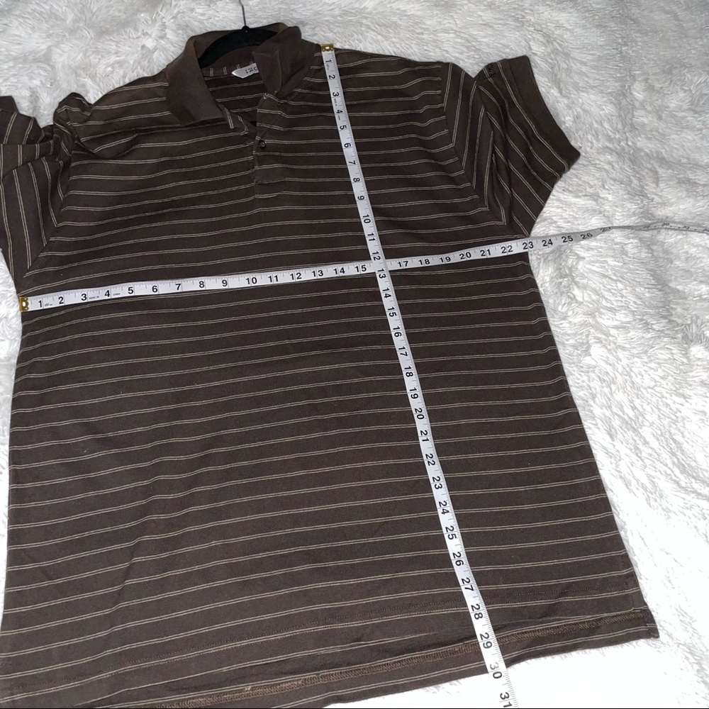 Izod golf striped polo mens size large brown short sleeve collar button top - Picture 8 of 9